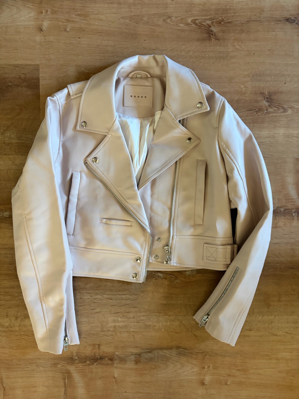 BLANKNYC Ivory Cream Faux Leather Moto Jacket Size Medium